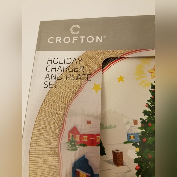 NIB Sealed Crofton 2 Piece Holiday Charger Plate Set Christmas - Picture 4 of 9